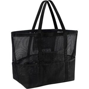 Mesh Beach Bag Tote Bag for Women,Foldable Swim Large Beach Tote Bag with Zipper